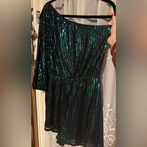 Sequin Black and Green Romper